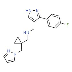 ChemSpider 2D Image | 1-[3-(4-Fluorophenyl)-1H-pyrazol-4-yl]-N-{[1-(1H-pyrazol-1-ylmethyl)cyclopropyl]methyl}methanamine | C18H20FN5