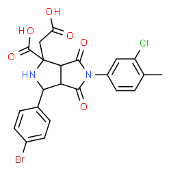 ChemSpider 2D Image | 3-(4-Bromophenyl)-1-(carboxymethyl)-5-(3-chloro-4-methylphenyl)-4,6-dioxooctahydropyrrolo[3,4-c]pyrrole-1-carboxylic acid | C22H18BrClN2O6