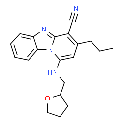 ChemSpider 2D Image | 3-Propyl-1-[(tetrahydro-2-furanylmethyl)amino]pyrido[1,2-a]benzimidazole-4-carbonitrile | C20H22N4O