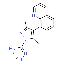 ChemSpider 2D Image | 8-[3,5-Dimethyl-1-(1H-tetrazol-5-yl)-1H-pyrazol-4-yl]quinoline | C15H13N7