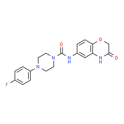 ChemSpider 2D Image | 4-(4-Fluorophenyl)-N-(3-oxo-3,4-dihydro-2H-1,4-benzoxazin-6-yl)-1-piperazinecarboxamide | C19H19FN4O3