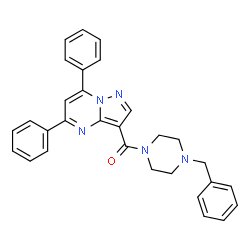 ChemSpider 2D Image | (4-Benzyl-1-piperazinyl)(5,7-diphenylpyrazolo[1,5-a]pyrimidin-3-yl)methanone | C30H27N5O