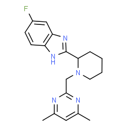 ChemSpider 2D Image | 2-{1-[(4,6-Dimethyl-2-pyrimidinyl)methyl]-2-piperidinyl}-5-fluoro-1H-benzimidazole | C19H22FN5