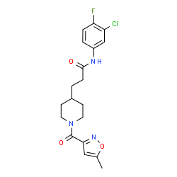 ChemSpider 2D Image | N-(3-Chloro-4-fluorophenyl)-3-{1-[(5-methyl-1,2-oxazol-3-yl)carbonyl]-4-piperidinyl}propanamide | C19H21ClFN3O3