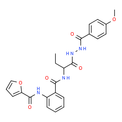 ChemSpider 2D Image | N-[2-({1-[2-(4-Methoxybenzoyl)hydrazino]-1-oxo-2-butanyl}carbamoyl)phenyl]-2-furamide | C24H24N4O6