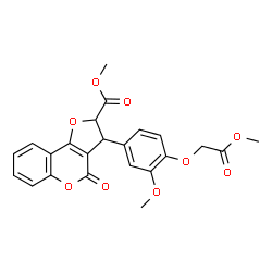 ChemSpider 2D Image | Methyl 3-[3-methoxy-4-(2-methoxy-2-oxoethoxy)phenyl]-4-oxo-2,3-dihydro-4H-furo[3,2-c]chromene-2-carboxylate | C23H20O9