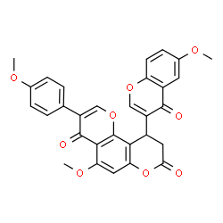 ChemSpider 2D Image | 5-Methoxy-10-(6-methoxy-4-oxo-4H-chromen-3-yl)-3-(4-methoxyphenyl)-9,10-dihydro-4H,8H-pyrano[2,3-f]chromene-4,8-dione | C30H22O9
