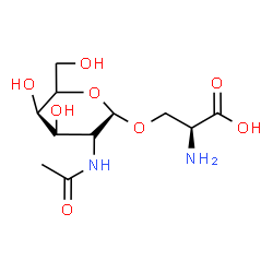 ChemSpider 2D Image | (2S)-3-{[(2R,3R,4R,5R)-3-Acetamido-4,5-dihydroxy-6-(hydroxymethyl)tetrahydro-2H-pyran-2-yl]oxy}-2-aminopropanoic acid | C11H20N2O8
