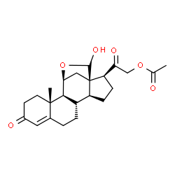 ChemSpider 2D Image | (11beta,18S)-18-Hydroxy-3,20-dioxo-11,18-epoxypregn-4-en-21-yl acetate | C23H30O6
