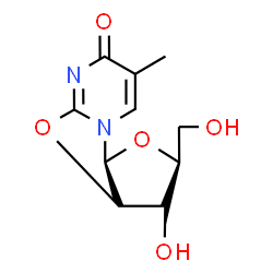 ChemSpider 2D Image | (2S,3S,3aR,9aS)-3-Hydroxy-2-(hydroxymethyl)-7-methyl-2,3,3a,9a-tetrahydro-6H-furo[2',3':4,5][1,3]oxazolo[3,2-a]pyrimidin-6-one | C10H12N2O5