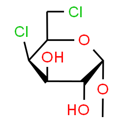 ChemSpider 2D Image | Methyl (5xi)-4,6-dichloro-4,6-dideoxy-beta-L-arabino-hexopyranoside | C7H12Cl2O4