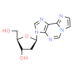 ChemSpider 2D Image | 3-(2-Deoxy-beta-D-erythro-pentofuranosyl)-3H-imidazo[2,1-i]purine | C12H13N5O3