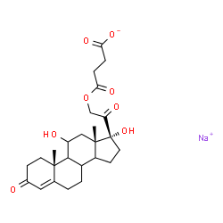 ChemSpider 2D Image | Sodium 4-{[(8xi,9xi,14xi)-11,17-dihydroxy-3,20-dioxopregn-4-en-21-yl]oxy}-4-oxobutanoate | C25H33NaO8