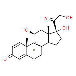 ChemSpider 2D Image | (9xi,11beta,14xi)-9-Fluoro-11,17,21-trihydroxypregna-1,4-diene-3,20-dione | C21H27FO5