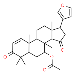 ChemSpider 2D Image | 17-(3-Furyl)-4,4,8-trimethyl-3,15-dioxoandrost-1-en-7-yl acetate | C28H36O5