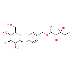 ChemSpider 2D Image | 4-(beta-D-Glucopyranosyloxy)benzyl 4,5-dideoxy-3-C-methylpentonate | C19H28O10