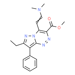 ChemSpider 2D Image | Methyl 4-[2-(dimethylamino)vinyl]-7-ethyl-8-phenylpyrazolo[5,1-c][1,2,4]triazine-3-carboxylate | C19H21N5O2