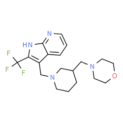 ChemSpider 2D Image | 3-{[3-(4-Morpholinylmethyl)-1-piperidinyl]methyl}-2-(trifluoromethyl)-1H-pyrrolo[2,3-b]pyridine | C19H25F3N4O