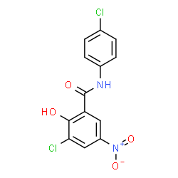 ChemSpider 2D Image | 3-Chloro-N-(4-chlorophenyl)-2-hydroxy-5-nitrobenzamide | C13H8Cl2N2O4