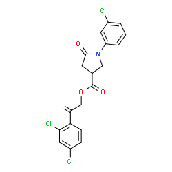 ChemSpider 2D Image | 2-(2,4-Dichlorophenyl)-2-oxoethyl 1-(3-chlorophenyl)-5-oxo-3-pyrrolidinecarboxylate | C19H14Cl3NO4