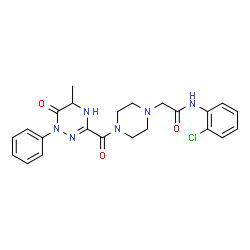 ChemSpider 2D Image | N-(2-Chlorophenyl)-2-{4-[(5-methyl-6-oxo-1-phenyl-1,2,5,6-tetrahydro-1,2,4-triazin-3-yl)carbonyl]-1-piperazinyl}acetamide | C23H25ClN6O3