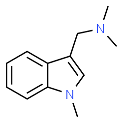 ChemSpider 2D Image | N,N-Dimethyl-1-(1-methyl-1H-indol-3-yl)methanamine | C12H16N2