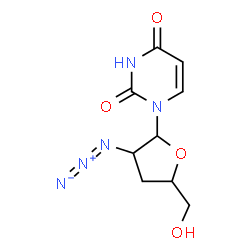 ChemSpider 2D Image | 1-(2-Azido-2,3-dideoxypentofuranosyl)-2,4(1H,3H)-pyrimidinedione | C9H12N5O4