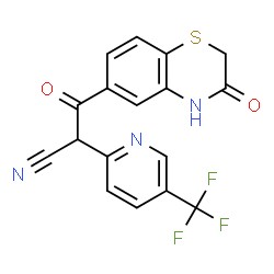ChemSpider 2D Image | 3-Oxo-3-(3-oxo-3,4-dihydro-2H-1,4-benzothiazin-6-yl)-2-[5-(trifluoromethyl)-2-pyridinyl]propanenitrile | C17H10F3N3O2S