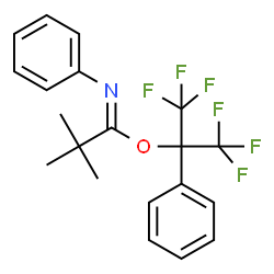 ChemSpider 2D Image | 1,1,1,3,3,3-Hexafluoro-2-phenyl-2-propanyl (1E)-2,2-dimethyl-N-phenylpropanimidate | C20H19F6NO