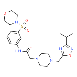 ChemSpider 2D Image | 2-{4-[(3-Isopropyl-1,2,4-oxadiazol-5-yl)methyl]-1-piperazinyl}-N-[3-(4-morpholinylsulfonyl)phenyl]acetamide | C22H32N6O5S