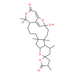 ChemSpider 2D Image | 1'-Hydroxy-4,4',6',12',17',17'-hexamethyl-3,4-dihydro-5H,19'H-spiro[furan-2,8'-[9,18,24]trioxapentacyclo[19.2.1.0~4,12~.0~5,10~.0~16,22~]tetracosa[20,22]diene]-5,19'-dione | C30H42O7