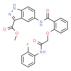 ChemSpider 2D Image | Methyl 5-[(2-{2-[(2-fluorophenyl)amino]-2-oxoethoxy}benzoyl)amino]-1H-indazole-3-carboxylate | C24H19FN4O5