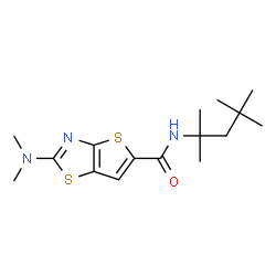 ChemSpider 2D Image | 2-(Dimethylamino)-N-(2,4,4-trimethyl-2-pentanyl)thieno[2,3-d][1,3]thiazole-5-carboxamide | C16H25N3OS2
