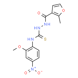 ChemSpider 2D Image | N-(2-Methoxy-4-nitrophenyl)-2-(2-methyl-3-furoyl)hydrazinecarbothioamide | C14H14N4O5S