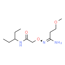 ChemSpider 2D Image | 2-{[(3-Methoxypropanimidoyl)amino]oxy}-N-(3-pentanyl)acetamide | C11H23N3O3
