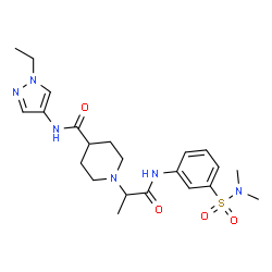 ChemSpider 2D Image | 1-(1-{[3-(Dimethylsulfamoyl)phenyl]amino}-1-oxo-2-propanyl)-N-(1-ethyl-1H-pyrazol-4-yl)-4-piperidinecarboxamide | C22H32N6O4S