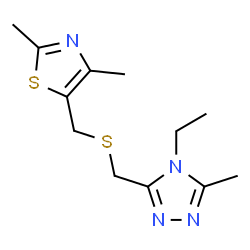 ChemSpider 2D Image | 3-({[(2,4-Dimethyl-1,3-thiazol-5-yl)methyl]sulfanyl}methyl)-4-ethyl-5-methyl-4H-1,2,4-triazole | C12H18N4S2