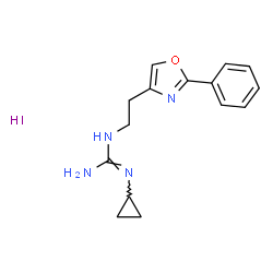 ChemSpider 2D Image | 1-Cyclopropyl-3-[2-(2-phenyl-1,3-oxazol-4-yl)ethyl]guanidine hydroiodide (1:1) | C15H19IN4O
