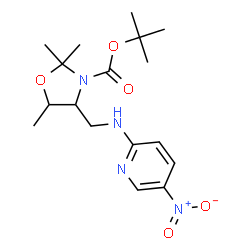 ChemSpider 2D Image | 2-Methyl-2-propanyl 2,2,5-trimethyl-4-{[(5-nitro-2-pyridinyl)amino]methyl}-1,3-oxazolidine-3-carboxylate | C17H26N4O5