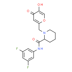 ChemSpider 2D Image | N-(3,5-Difluorophenyl)-1-[(5-hydroxy-4-oxo-4H-pyran-2-yl)methyl]-2-piperidinecarboxamide | C18H18F2N2O4