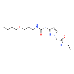 ChemSpider 2D Image | 2-(3-{[(3-Butoxypropyl)carbamoyl]amino}-1H-pyrazol-1-yl)-N-ethylacetamide | C15H27N5O3