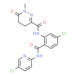 ChemSpider 2D Image | N-{5-Chloro-2-[(5-chloro-2-pyridinyl)carbamoyl]phenyl}-1-methyl-6-oxo-1,4,5,6-tetrahydro-3-pyridazinecarboxamide | C18H15Cl2N5O3