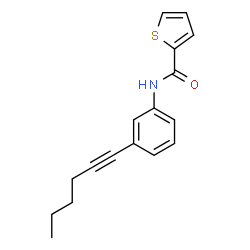ChemSpider 2D Image | N-[3-(1-Hexyn-1-yl)phenyl]-2-thiophenecarboxamide | C17H17NOS