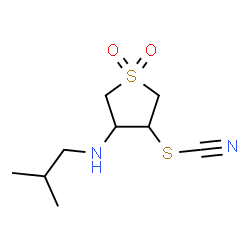 ChemSpider 2D Image | 4-(Isobutylamino)-1,1-dioxidotetrahydro-3-thiophenyl thiocyanate | C9H16N2O2S2