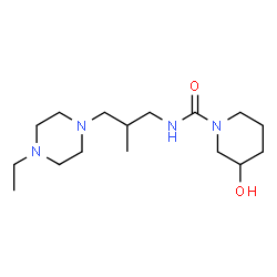ChemSpider 2D Image | N-[3-(4-Ethyl-1-piperazinyl)-2-methylpropyl]-3-hydroxy-1-piperidinecarboxamide | C16H32N4O2