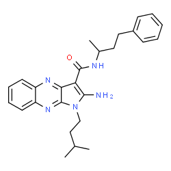 ChemSpider 2D Image | 2-Amino-1-(3-methylbutyl)-N-(4-phenyl-2-butanyl)-1H-pyrrolo[2,3-b]quinoxaline-3-carboxamide | C26H31N5O