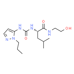 ChemSpider 2D Image | N-(2-Hydroxyethyl)-N~2~-[(1-propyl-1H-pyrazol-5-yl)carbamoyl]-L-leucinamide | C15H27N5O3