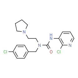 ChemSpider 2D Image | 1-(4-Chlorobenzyl)-3-(2-chloro-3-pyridinyl)-1-[2-(1-pyrrolidinyl)ethyl]urea | C19H22Cl2N4O