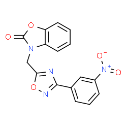 ChemSpider 2D Image | 3-{[3-(3-Nitrophenyl)-1,2,4-oxadiazol-5-yl]methyl}-1,3-benzoxazol-2(3H)-one | C16H10N4O5