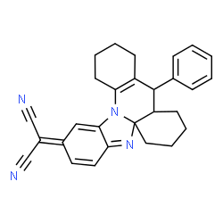 ChemSpider 2D Image | (10-Phenyl-6,7,8,9,9a,10,11,12,13,14-decahydro-2H-benzimidazo[2,1-e]acridin-2-ylidene)malononitrile | C28H26N4